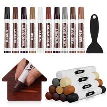 Kit de Reparo de Móveis com 10 Cores de Wood Filler Sticks + 21 Unidades