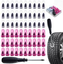 Kit de Reparo de Pneus 60 Peças com Tampões de Borracha em Espiral
