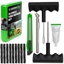 Kit de Reparo de Pneus Rhino USA, 14 Peças, Kit de Plugues de Alta Resistência Kit de Reparo de Pneus Rhino USA, 14 Peças, Kit de Plugues de Alta Resistência