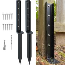 Kit de reparo de postes de vedação CKLT Heavy Duty, pacote com 2, 80 cm, metal preto