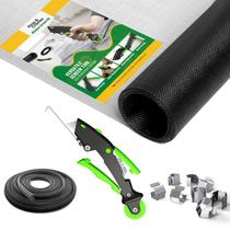 Kit de reparo de tela para janela King&Charles 122 x 300 cm, tela preta Kit de reparo de tela para janela King&Charles 122 x 300 cm, tela preta