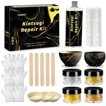 Kit de reparo Kintsugi TJINHEZ com cola dourada e prateada segura para alimentos
