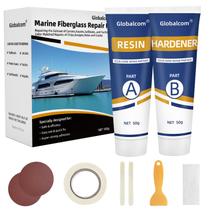 Kit de reparo para barcos em fibra de vidro Globalcom com massa epóxi marinha Kit de reparo para barcos em fibra de vidro Globalcom com massa epóxi marinha