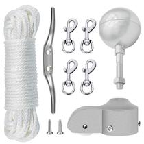 Kit de Reparo para Mastro de Bandeira NQ Corda de 15m Bola de 7,6cm Presilhas e Ganchos Kit de Reparo para Mastro de Bandeira NQ Corda de 15m Bola de 7,6cm Presilhas e Ganchos