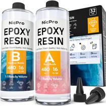 Kit de resina epóxi Nicpro Crystal Clear 946 ml, seguro para alimentos, faça você mesmo