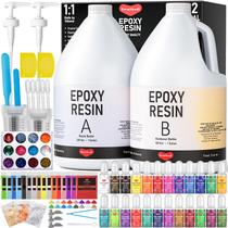 Kit de resina epóxi Smallbudi 7,6 L com bomba, pigmento, pó de mica Kit de resina epóxi Smallbudi 7,6 L com bomba, pigmento, pó de mica