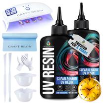 Kit de Resina UV Craft Resin com Lâmpada 36W e 200 g de Resina Epóxi Transparente
