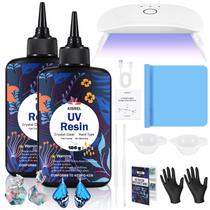 Kit de resina UV KISREL 200g com luz UV para fabricação de joias artesanais Kit de resina UV KISREL 200g com luz UV para fabricação de joias artesanais