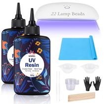 Kit de resina UV KISREL com 22 contas de lâmpada, luz de 200 g de joias artesanais Kit de resina UV KISREL com 22 contas de lâmpada, luz de 200 g de joias artesanais