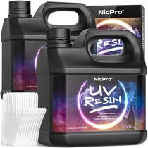 Kit de Resina UV Nicpro 2000 g Transparente, Baixo Odor, Cura Rápida