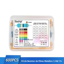 Kit De Resistores De Filme Metálico 1/4W 300/600PCS Tolerância De 1% 10 Ohm a 1M 30 Valores Conjunto
