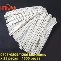Kit De Resistores De Filme SMD 1500 Peças 60 Valores 1% De Precisão 603 0805 1206 Conjunto Variado Kit De Resistores De Filme SMD 1500 Peças 60 Valores 1% De Precisão 603 0805 1206 Conjunto Variado