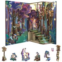 Kit de Rinconcito de Libro Unicornio del Bosque con Luz LED Miniatura Cutefun
