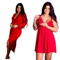 Kit de Robe Roupão Longo e Camisola Amamentação Gestante Fácil Acesso Confortável