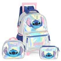 Kit De Rodas Holográfico Stitch Com Lancheira e Estojo Box