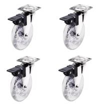 Kit de Rodizio Giratório Siliconado 100mm com freio 4 peças - Soprano