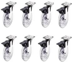 Kit de Rodizio Giratório Siliconado 75mm com freio 8 peças - Soprano