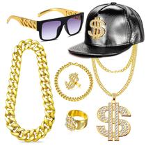 Kit de roupas e acessórios de rapper de hip hop dos anos 80 e 90 GIFIKOI