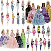 Kit de Roupas Para Bonecas 5 Vestidos Longos + 5 Conjuntos Casuais - Compatível com Barbie e Frozen
