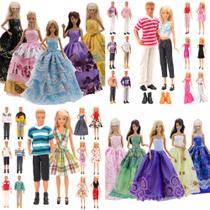 Kit De Roupas Vestidos E Sapatos Para Boneca(os) - Compatível com a Marca Barbie e Ken