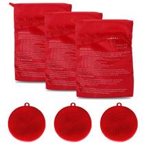 Kit de sacos de batata para micro-ondas Roucerlin com escova de silicone, pacote com 3