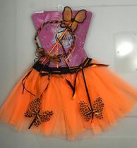 Kit de Saia Fantasia Infantil Juvenil Festa de Carnaval Halloween Borboleta Fada Cores Diversas com Asa e Acessórios Kit de Saia Fantasia Infantil Juvenil Festa de Carnaval Halloween Borboleta Fada Cores Diversas com Asa e Acessórios