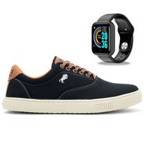 Kit de Sapatênis Masculino Casual Polo Esporte Fino Costurado + Relógio Inteligente