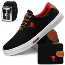 Kit de Sapatênis Masculino Tênis Casual Polo Joy Preto/Verme