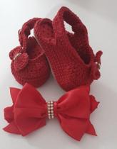 Kit de sapatinho com faixa de cabelo para recém nascido, trabalho manual em crochê. - Lu Araújo Ateliê