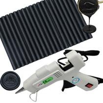 Kit de Selo de Cera Atopbb com 40 Bastões Pretos e Pistola de Cola Kit de Selo de Cera Atopbb com 40 Bastões Pretos e Pistola de Cola