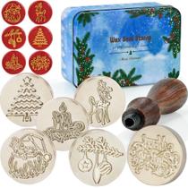 Kit de selos de cera TELOSMA Xmas Set 6 com design de Natal