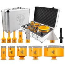 Kit de serra Diamond Tile Hole EXFEIN 12 unidades com broca de dedo e adaptador