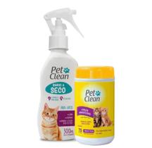 Kit de Shampoo banho a seco e lenço umedecido pet clean