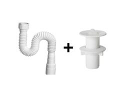 Kit de sifão sanfonada universal + valvula pia/tanque krona