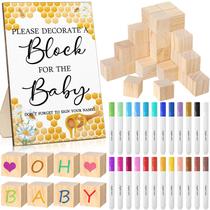 Kit de sinalização para jogos de chá de bebê Tatuo com 50 blocos de madeira