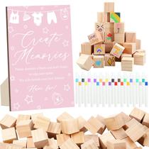 Kit de sinalização para jogos de chá de bebê ZCPTZ 97 unidades rosa com bloco de madeira Kit de sinalização para jogos de chá de bebê ZCPTZ 97 unidades rosa com bloco de madeira