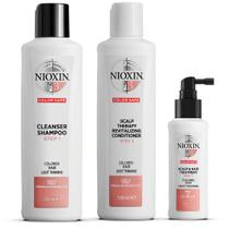 Kit de sistema capilar Nioxin 3, tratado em cores com diluição leve