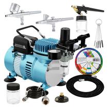 Kit de sistema de aerografia Master Airbrush Cool Runner II com 3 aerógrafos