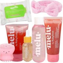 Kit de Skincare Limpeza Facial Cuidado Com a Pele Melu e Ruby Rose 07 itens