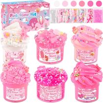 Kit de Slime Rowecvce 6 Unidades Rosa Butter, Cloud e Crystal Kit de Slime Rowecvce 6 Unidades Rosa Butter, Cloud e Crystal