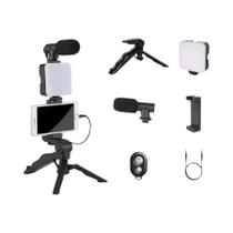Kit De Smartphone Para Vlogging Com Suporte De Tripé, Microfone, Luz LED E Estabilizador Para