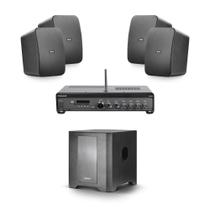 Kit de Som Ambiente Completo Amplificador Subwoofer e Caixas de Som para Bares e Restaurantes até 150m² Frahm