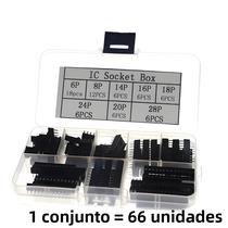 Kit De Soquetes DIP IC 66PCS Adaptador De 6-28 Pinos Conector Tipo Solda Com Caixa
