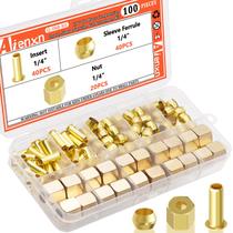 Kit de sortimento de acessórios de compressão Aienxn 100 unidades de latão de 1/4” Kit de sortimento de acessórios de compressão Aienxn 100 unidades de latão de 1/4”