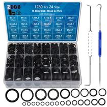 Kit de sortimento de anéis de vedação de borracha ZDBB 1280 unidades, tamanho 24 com ferramentas Kit de sortimento de anéis de vedação de borracha ZDBB 1280 unidades, tamanho 24 com ferramentas