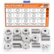 Kit de sortimento de lavadoras Fender HELIFOUNER 240 peças de aço inoxidável 304 Kit de sortimento de lavadoras Fender HELIFOUNER 240 peças de aço inoxidável 304
