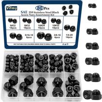 Kit de sortimento de nozes de bolota Vifmy SAE em aço inoxidável preto Kit de sortimento de nozes de bolota Vifmy SAE em aço inoxidável preto