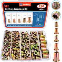 Kit de sortimento de nozes Rivet Ktehloy 124 unidades SAE UNC banhado a zinco