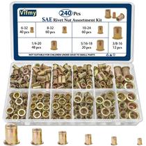 Kit de sortimento de nozes Rivet Vifmy SAE 240 unidades zincado Kit de sortimento de nozes Rivet Vifmy SAE 240 unidades zincado