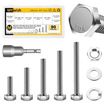 Kit de sortimento de parafusos, cabeças hexagonais e porcas em aço inoxidável 304